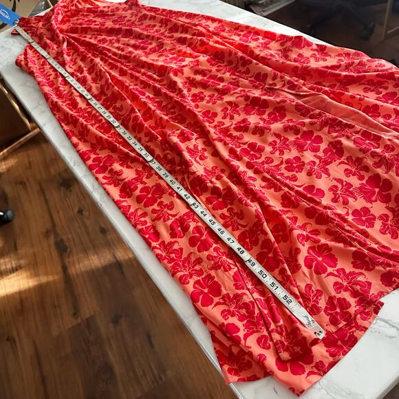 Soft Surroundings Red Floral Criss Cross Halter Maxi Dress women's size large - Picture 12 of 13